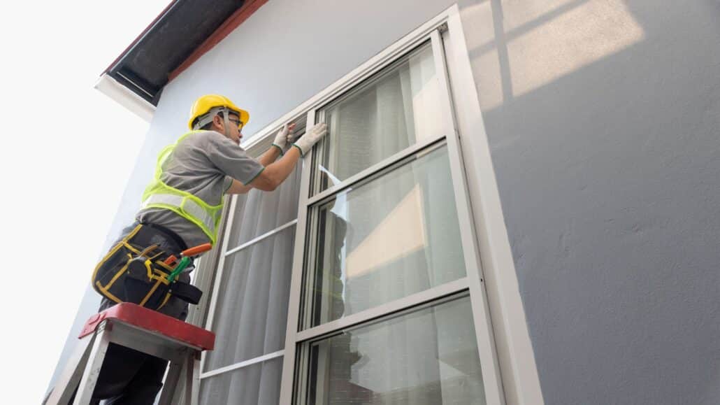 Construction-worker-repairing-the-sliding-window | Specialized Memphis Construction worker repairing the sliding window